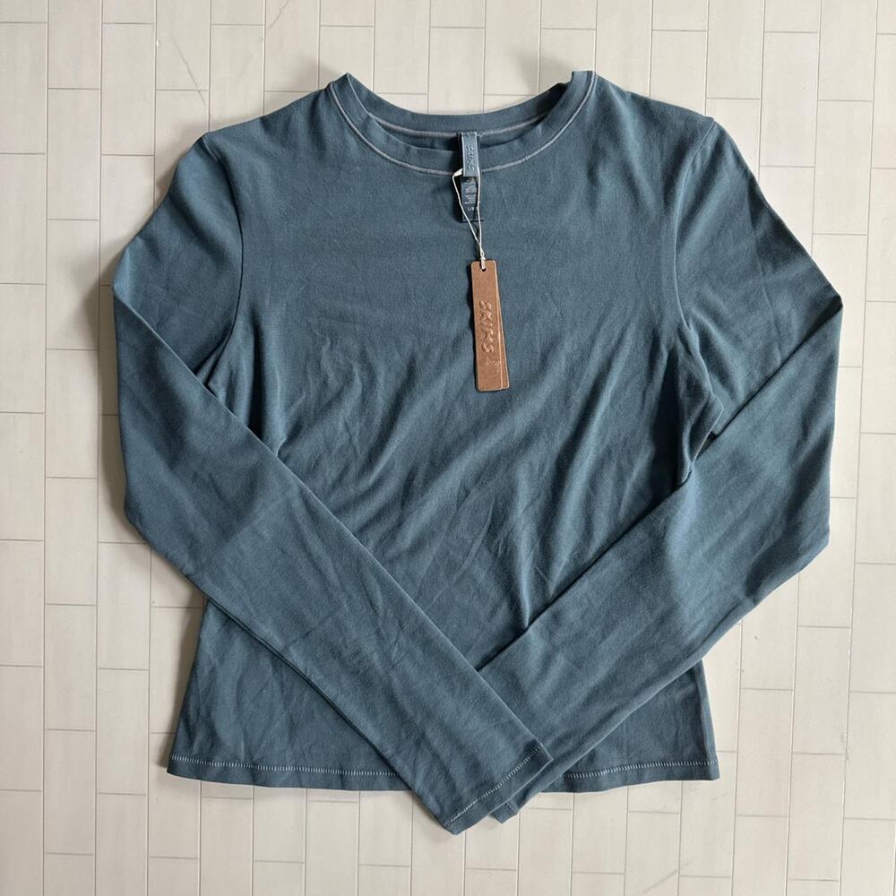 NWT SKIMS Cotton Jersey Long Sleeve - kyanite L*